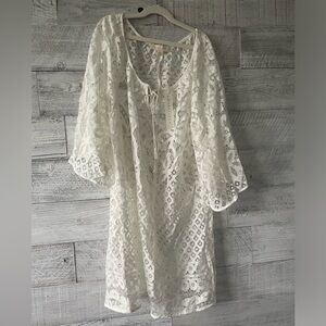 Lovestitch M/L white lace coverup, NWT